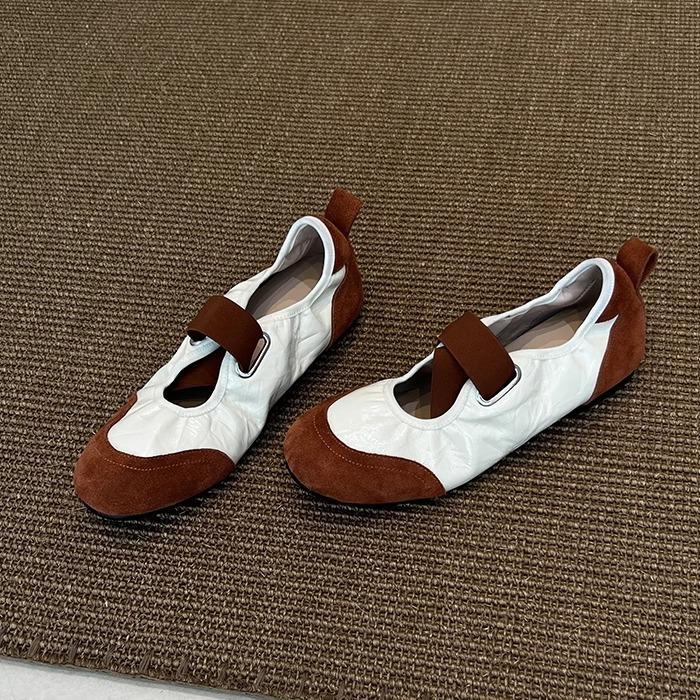 

Sheepskin version~ retro elastic elastic band shallow mouth casual sports shoes women s versatile soft sole comfortable flat bottom German training 35