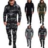 Mens  Splicing Zipper Print Sweatshirt Top Pants Sets Sport Suit Tracksuit