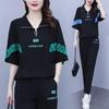 Fashionable Casual Sports Outfit for Women - Summer Printed Short-sleeved Loose Two-piece Set