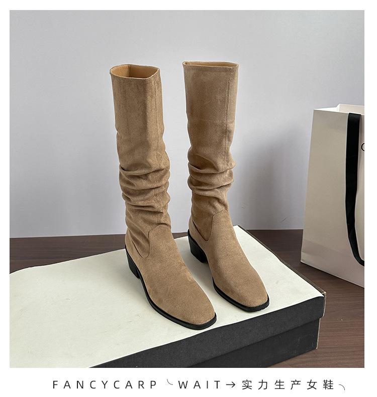 

Маленький человек Внутренняя высота Ботинки на меху Женские Высокий каблук Квадратный каблук Рыцарские ботинки Ботинки в стиле вестерн Ковбойские ботинки Но ботфорты 39