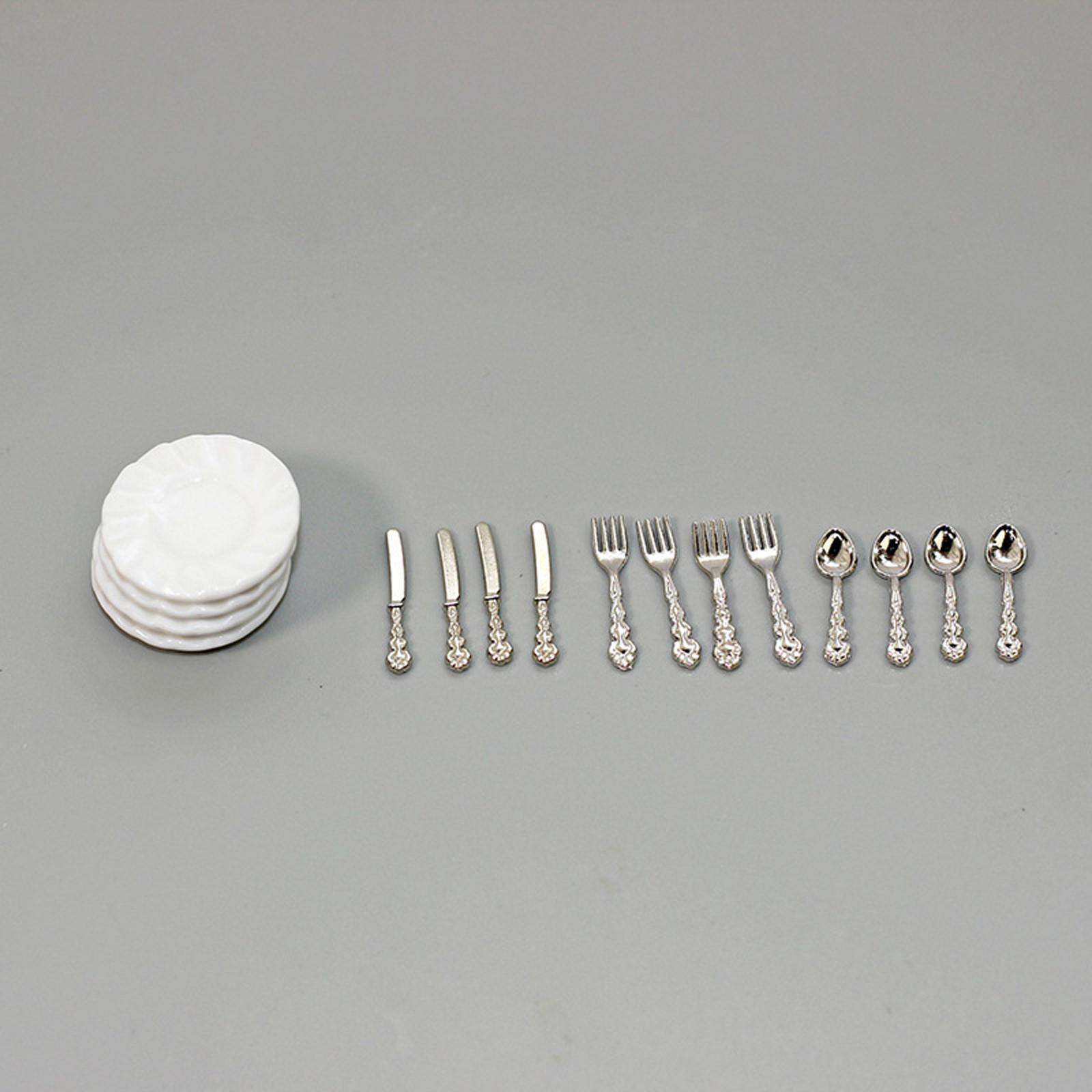 1/12 миниатюрные тарелки из 4 предметов и столовые приборы из 12 предметов — фото 2