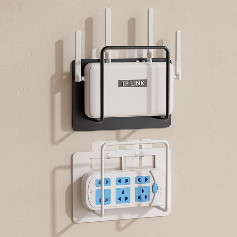 Easy To Install Non Drilling Wall Mounted Router Bracket - Stylish White Cast Iron, Multi-purpose Storage Rack