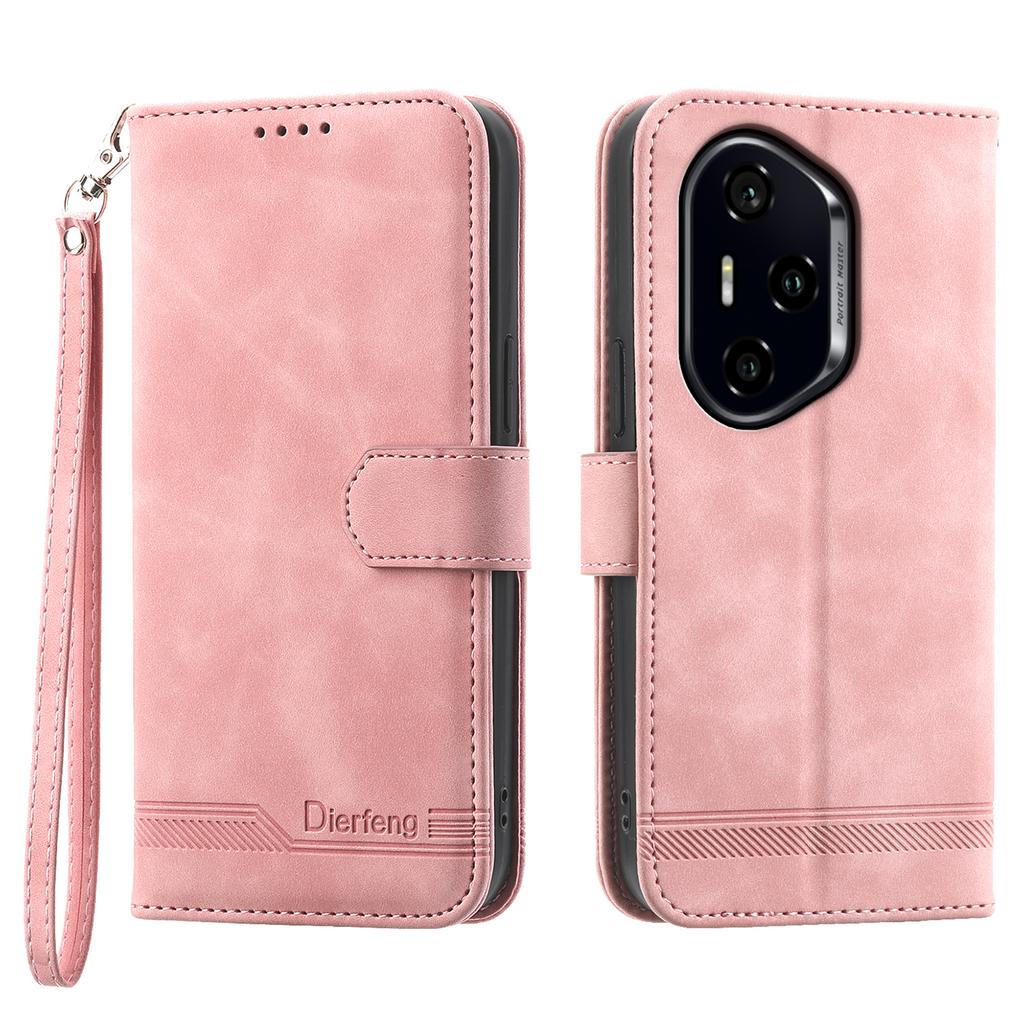 DIERFENG DF-03 For Honor 300 Pro/300 Ultra Leather Case Lines Imprint Wallet Phone Cover