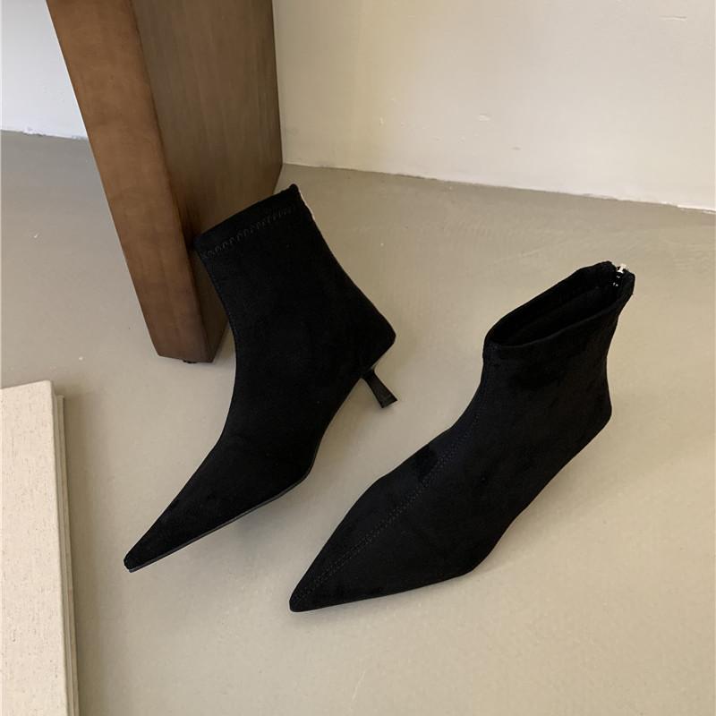 

Модные женские ботильоны Bailmaos с острым носком, женские туфли для вечеринок, модные осенние ботильоны на молнии, лаконичные короткие ботильоны, сексуальные тонкие низкие каблуки 35