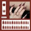 Removable Wine Red Cat Eye Long Press-On Nails - Sweet High-End Nail Art Stickers