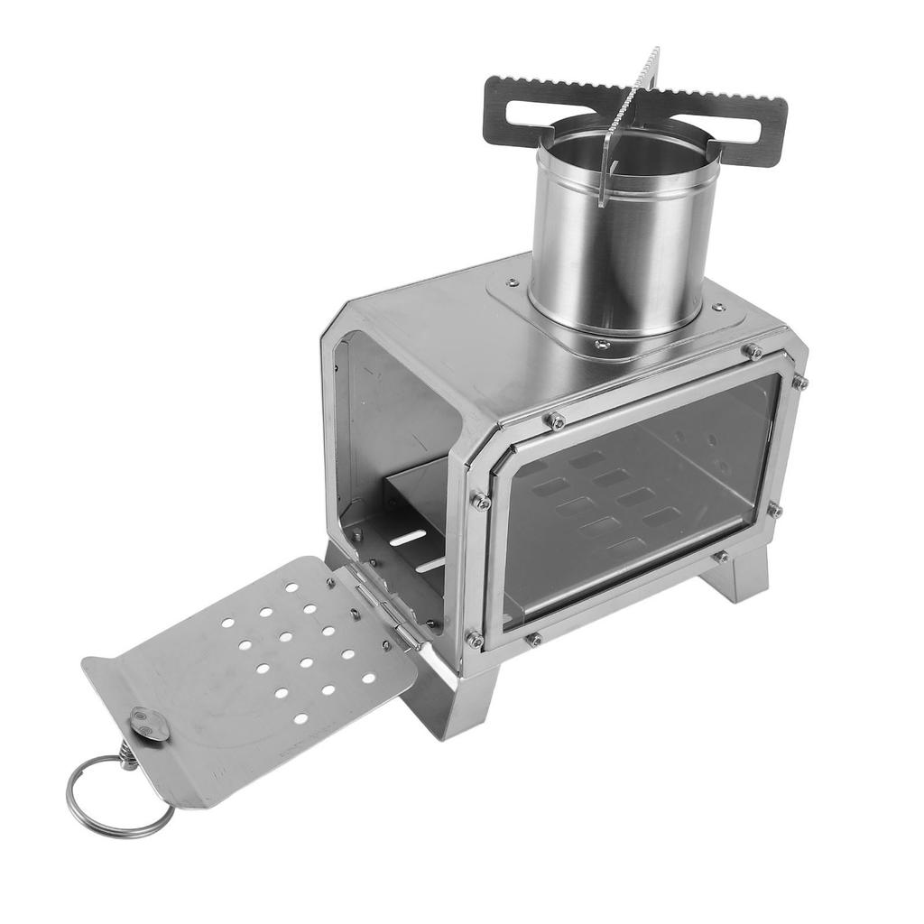 Wood Burning Stove with Drawer Ash Tray Multifunctional Firewood Stove for Outdoor Cooking Camping