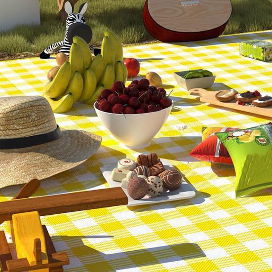 Foldable Picnic Mat Waterproof Sand Blanket Extra Large Picnic Rug Healthy Odor-Free Fabric Yellow Red Stripe Blanket for Beach