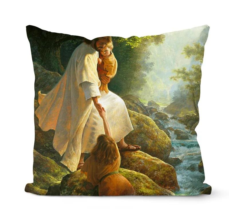 Nativity Cushions Case Retro Oil Painting Christmas Pillowcase Hot Jesus Christ Print Throw Pillows Case Sofa Chair Room Decor