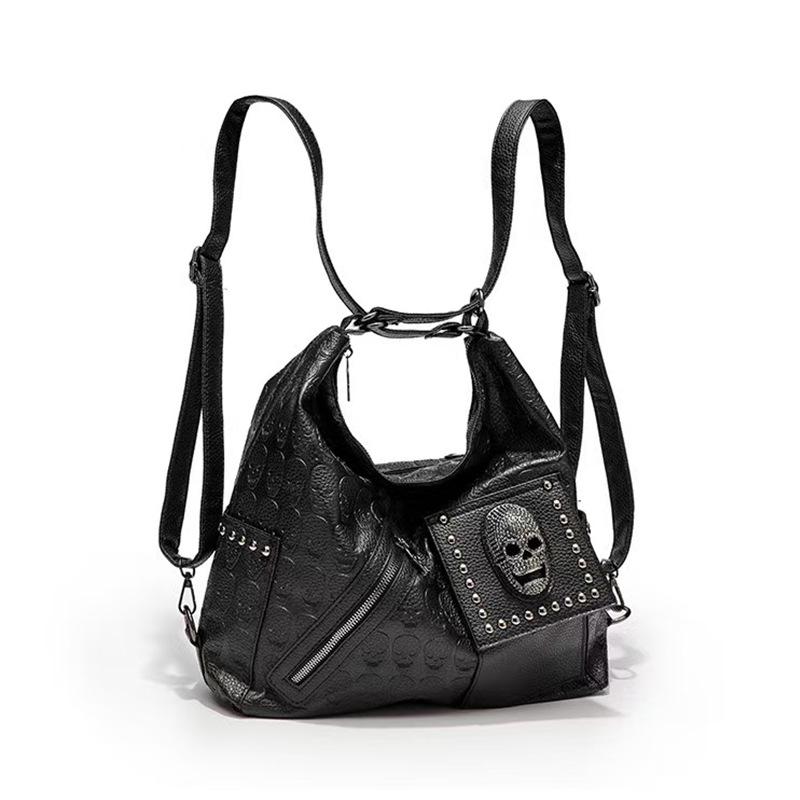 Nischen-Seidenschal-Tragetasche mit Totenkopfnieten – Vielseitige Handtasche mit großem Fassungsvermögen für Crossbody oder Einzel schultertragen