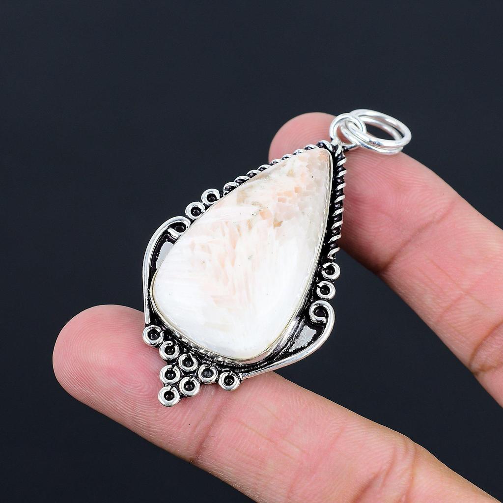 Scolecite Stone Sterling Silver Anniversary Engagement Elegant Pendant Jewelry