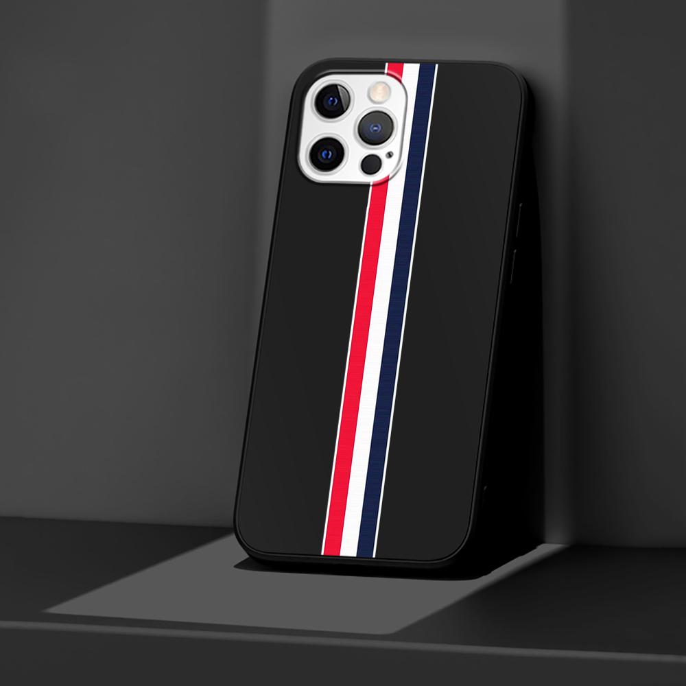 Handyhülle für Apple iPhone 14 11 13 Pro Max 12 Mini XR 7 8 + SE 2020 XS 6 6s Plus Sportmarkenstreifen Silikon Schwarz Hülle