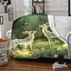 1pc Deer Butterfly Blanket Lightweight Flannel Throw for Sofa Bed Travel Camping Livingroom Office Couch Chair