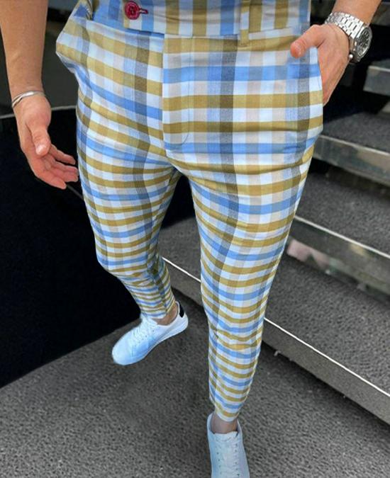 2025 Μπεστσέλερ Ανδρικό Καρό Ψηφιακό Μοτίβο Επαγγελματικό Καθημερινό Παντελόνι