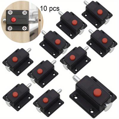 10pcs Classic Solid Door Latch Latch Door Window Cabinet Sliding Lock Cabinet Household Safety Button Spring Automatic Button Latch Furniture Hardware