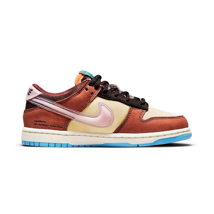 Social Status x Nike Dunk Low PS Chocolate Milk Kids Sneakers Tan Canvas Mid-Soft-Pink DM3349-700