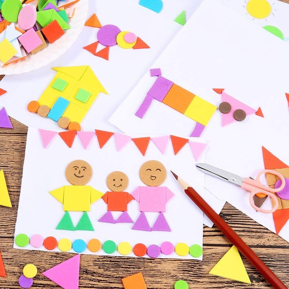 1000pcs Geometric Figure Foam EVA Stickers Self-Adhesive Crafts Arts Making  DIY Crafts Arts Making