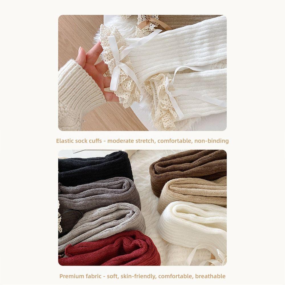 Solid Color Kids Lace Leg Warmers Knitted Children's Foot Warmer Foot Cover  Children Wear