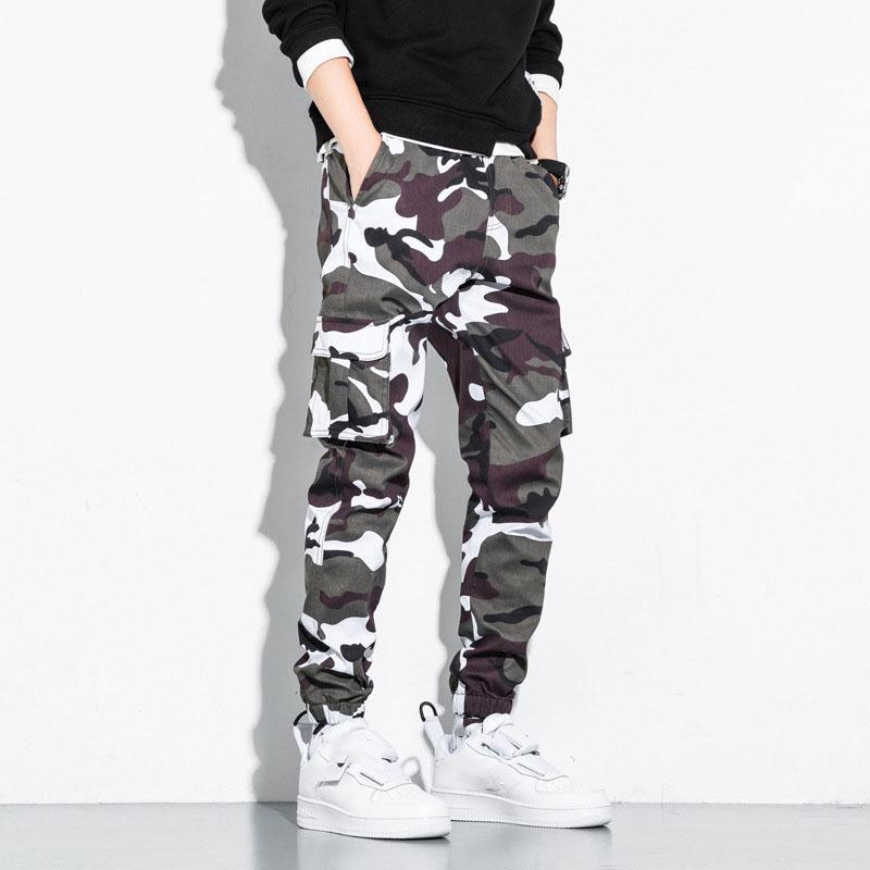 Men's Cotton Cargo Pants Plus Size Sports Drawstring Cargo Pants Fashion Casual Men's Jogging Pants