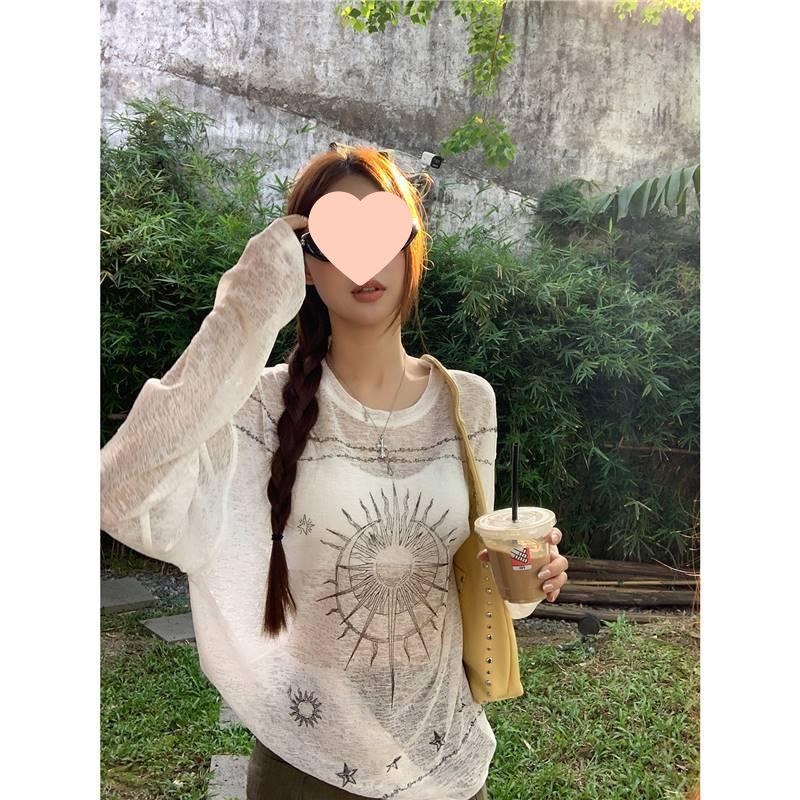 Women s 2025 Summer Sun Protection Long Sleeve T-shirt - Loose Fit, White Small