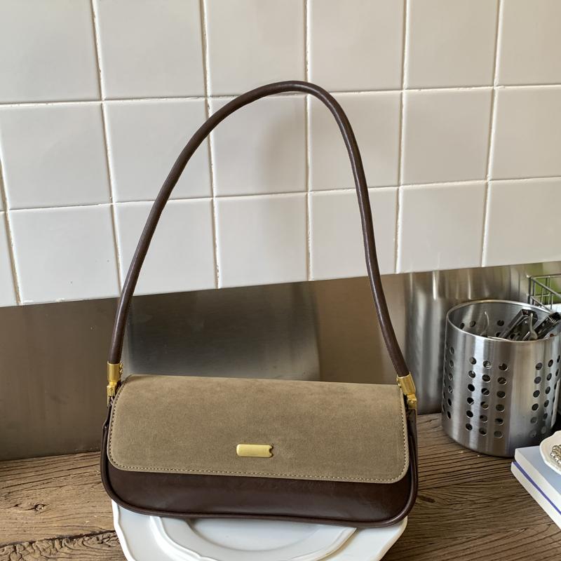 2025 Autumn & Winter New PU Square Shoulder Bags Color Matching Fashion Versatile Retro Sense of Luxury Armpit Bags for Women