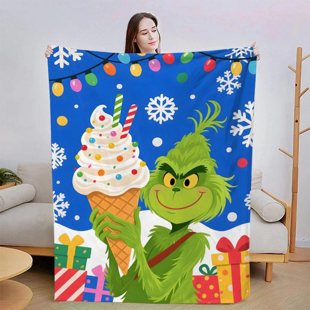 Flannel Blanket Digital Print For Midday Rest Blanket, Christmas Cartoon Air-conditioned Blanket.