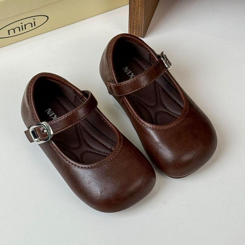 Vintage French Pastoral Style Little Girls Princess Casual Leather Flat Shoes
