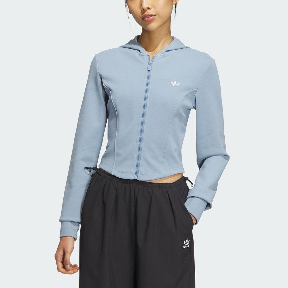 Adidas Originals Spice Girls Series Corset Hooded Jacket With Solid Color Logo Women Jackets Blue IX1906
