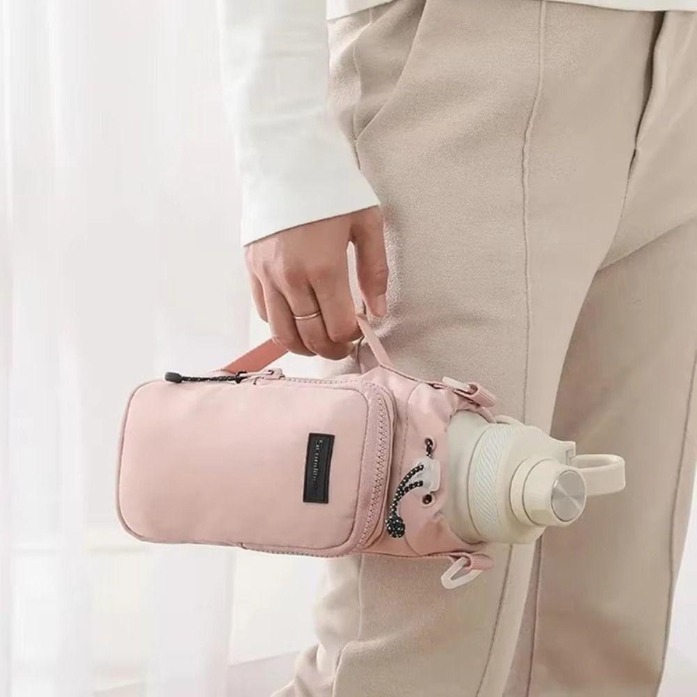 Adjustable Shoulder Strap Portable Cup Sleeve Insulated Protective Cover  Gym