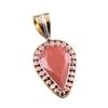 Natural Sunstone Gemstone 925 Solid Sterling Silver Two Tone Pendant 1.5" Y9h96