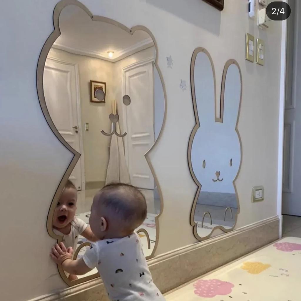 Kreativer dekorativer Spiegel für Kinderzimmer Niedliche Bär-Kaninchen-Form Acrylspiegel Baby-Foto-Requisiten Nordische Heim-Kinderzimmer-Dekoration