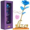 Transparent Rose Flower with LoveShaped Display Stand Craft Collection Purple Packing Box