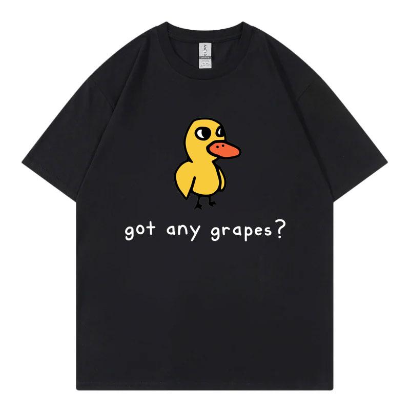 Got Any Grapes Funny Duck Meme Tshirts Unisex Unisex Clothing Fashion Cartoon T Shirts Summer Casual Cotton Short Sleeve Tshirt