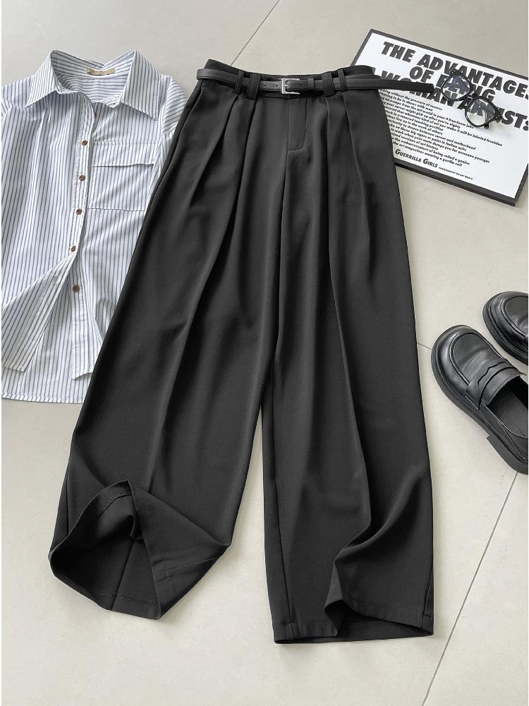 Modische plissierte Hose mit weitem Bein für Damen, hohe Taille, gerade, locker, Anzughose, weiblich, Frühling 2026