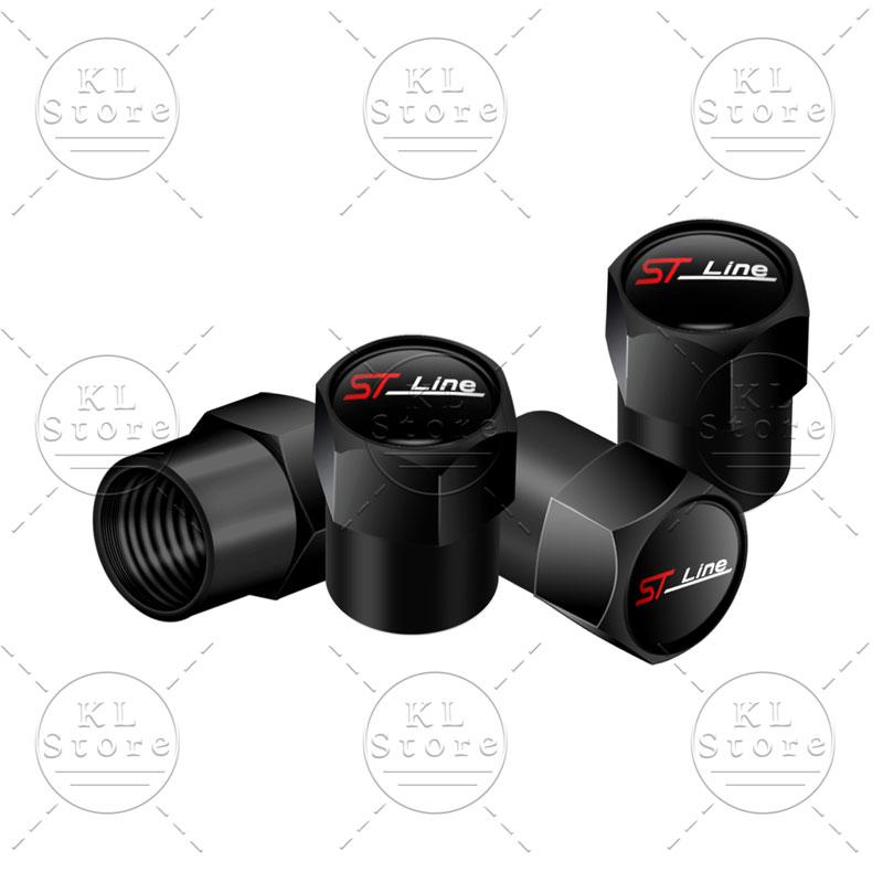 4Pcs Auto Exterior ST Line Logo Metal Wheel Tire Valve Caps Stem Case Dust Covers For Ford Focus Mk3 Mk5 Fiesta Ecosport Mondeo