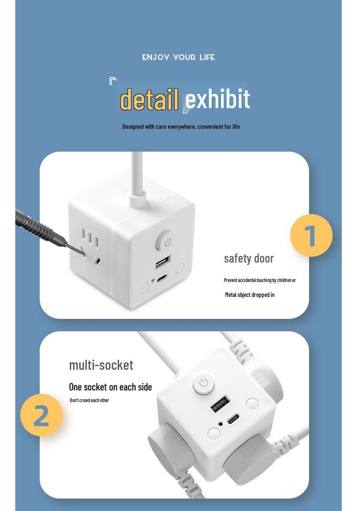 Magic Cube Multifunctional Converter: Remote Control Night Light, Socket Adapter, and Bedside Lamp Power Strip