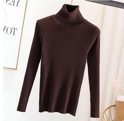 Women's Turtleneck Knit Sweater Slim Fit Solid Color Long Sleeve Thermal Base Layer Top For Autumn Winter