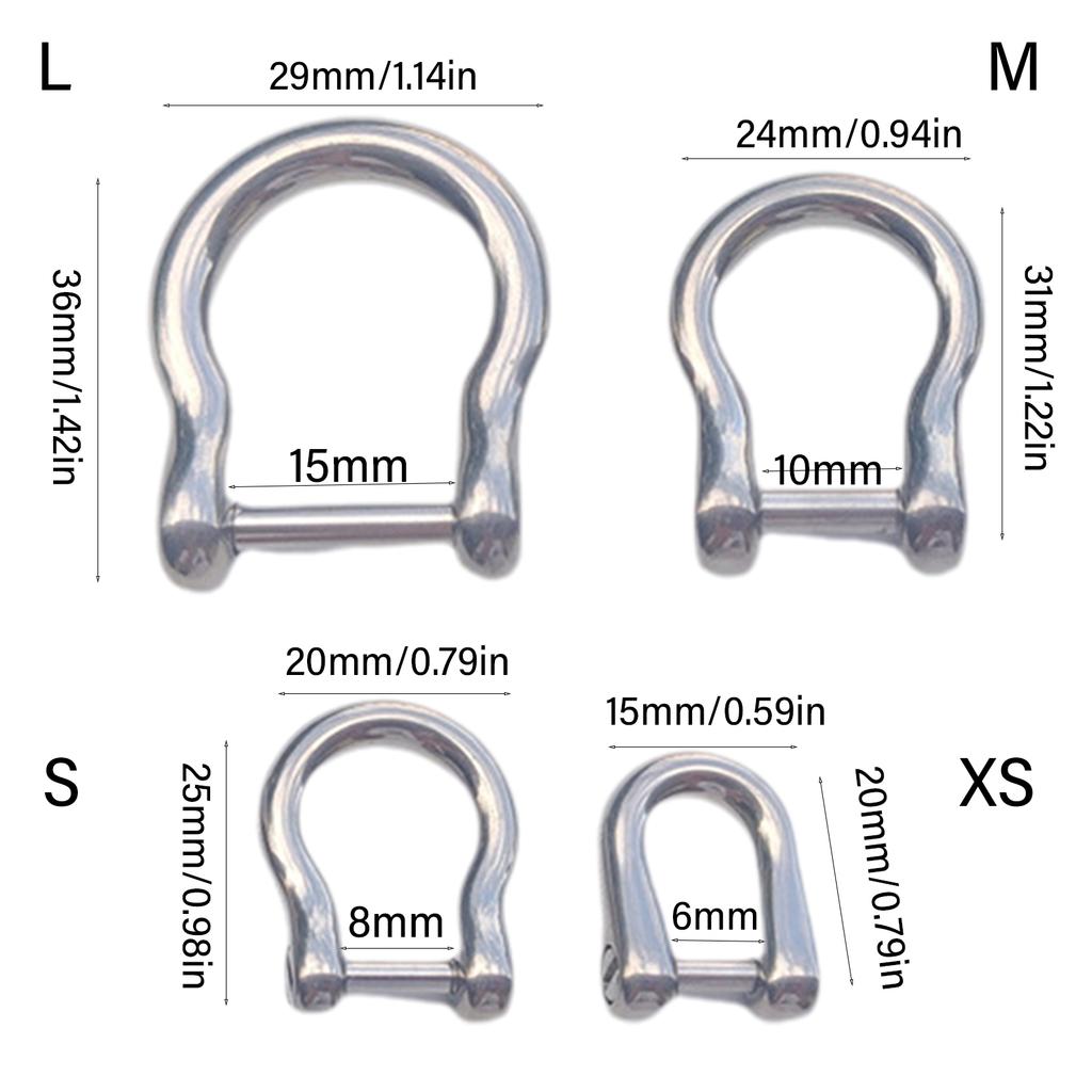 D-Rings Screw In Shackle Horseshoe Buckle Horseshoe Shape D Rings D-Shaped Metal Hoop Replacement for DIY Leather Crafts