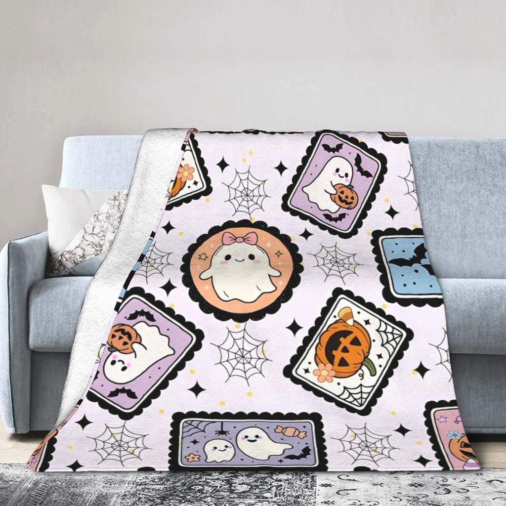Halloween Pattern Ghosts Pumpkin Blankets Coral Fleece Plush Summer Air Conditioning Warm Throw Blanket for Bed Car Rug Piece