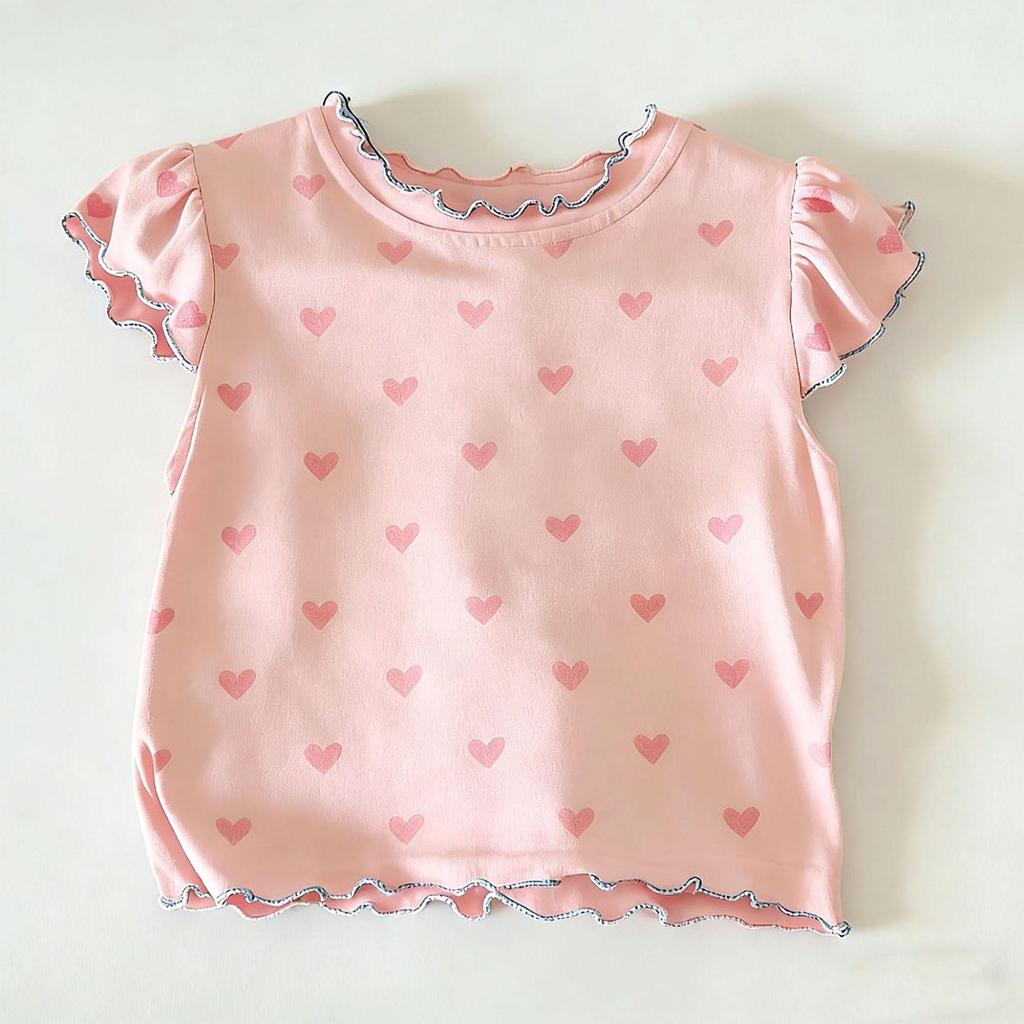 Floral Ruffled Baby Girl T-Shirt and Pants Set - 2026 Summer Collection