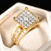 Huitan Exquisite Engagement Rings for Women Bright Gold Color Finger Rings with Shiny CZ Luxury Elegant Graceful Party Jewelry