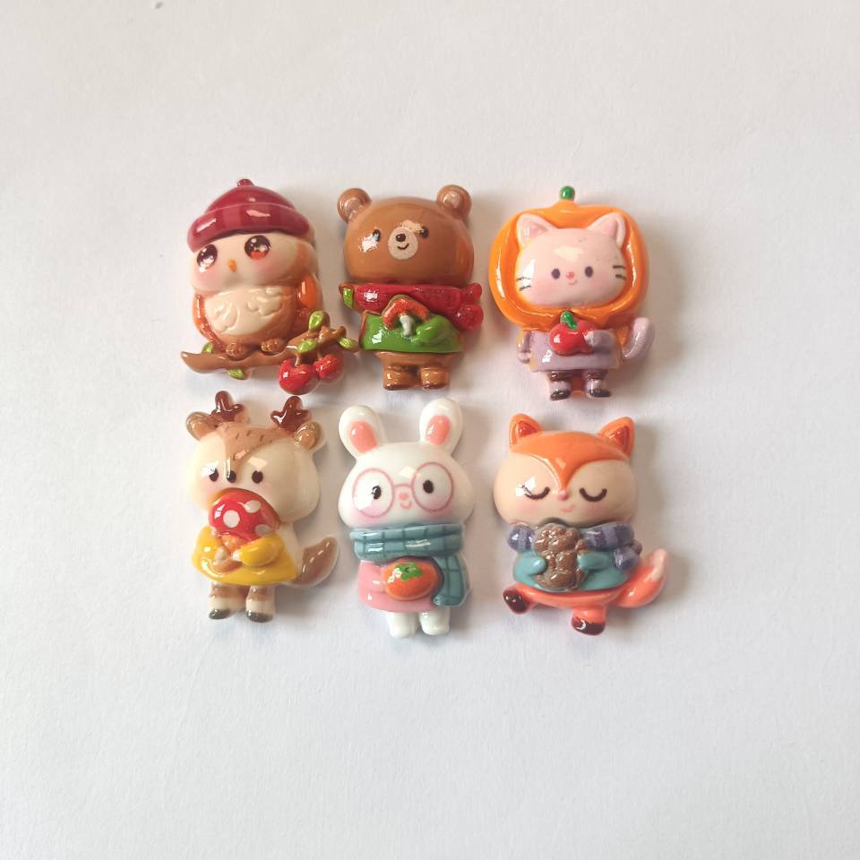 Mini Resin Animals Animal Keychains Resin Cabochons Flatback Charm for Embellishments Flat Back Scrapbooking Decor