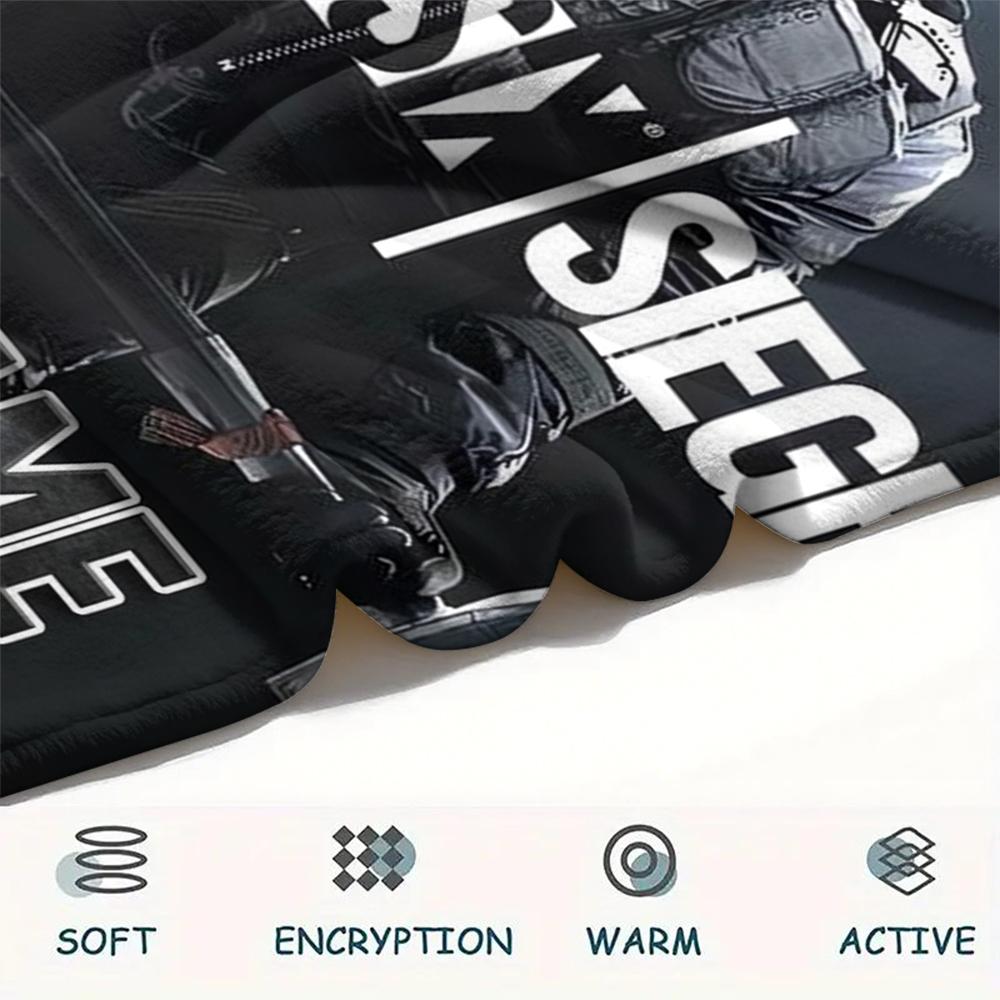 1PC Custom Name Rainbow Six Siege Patterned Flannel Blanket Suitable For All Seasons for Home Decor Warmth and Comfort Gifts Holiday Present