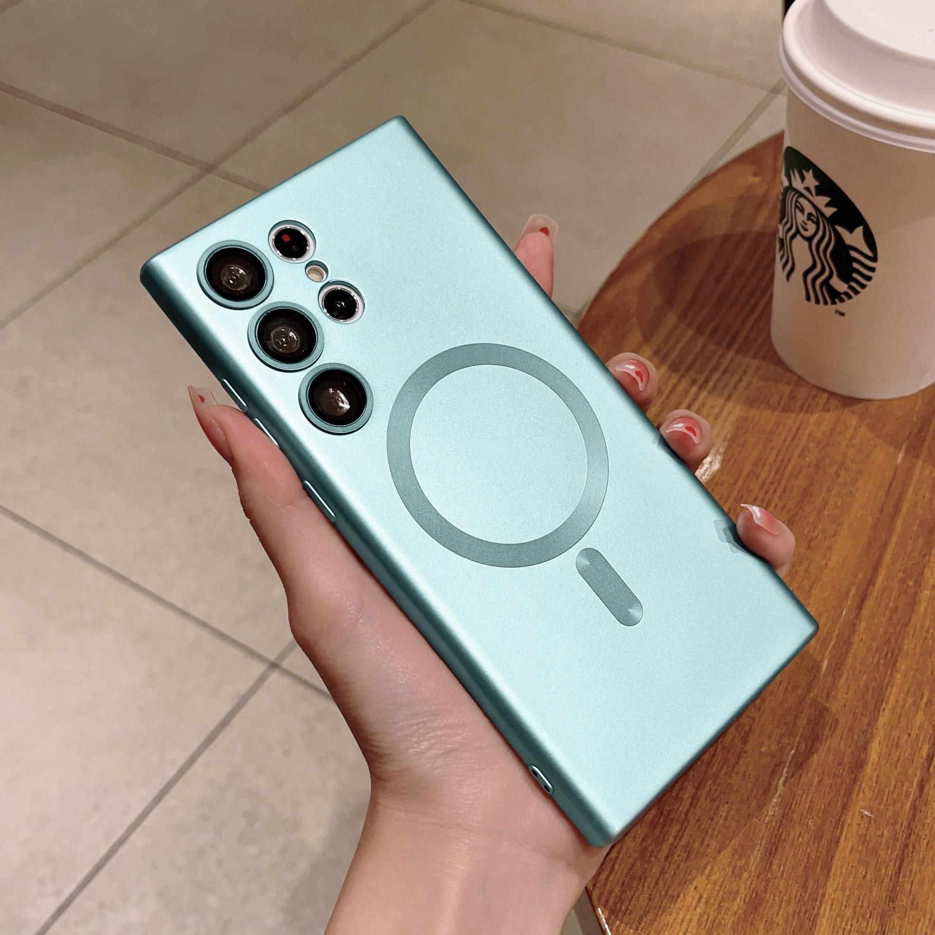 

Роскошные магнитные чехлы для телефона для Samsung Galaxy S23 S22 S21 FE S24 Ultra Plus Чехол Magsafe Защита объектива Беспроводная зарядка Накладка For Samsung S23Ultra