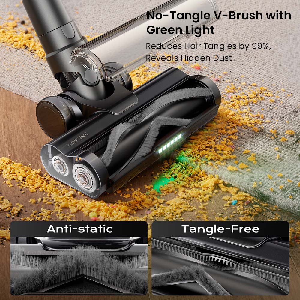 Proscenic P16 Cordless Stick Vacuum Cleaner, 50kPa Suction, 55mins Runtime, 180° Bendable Wand
