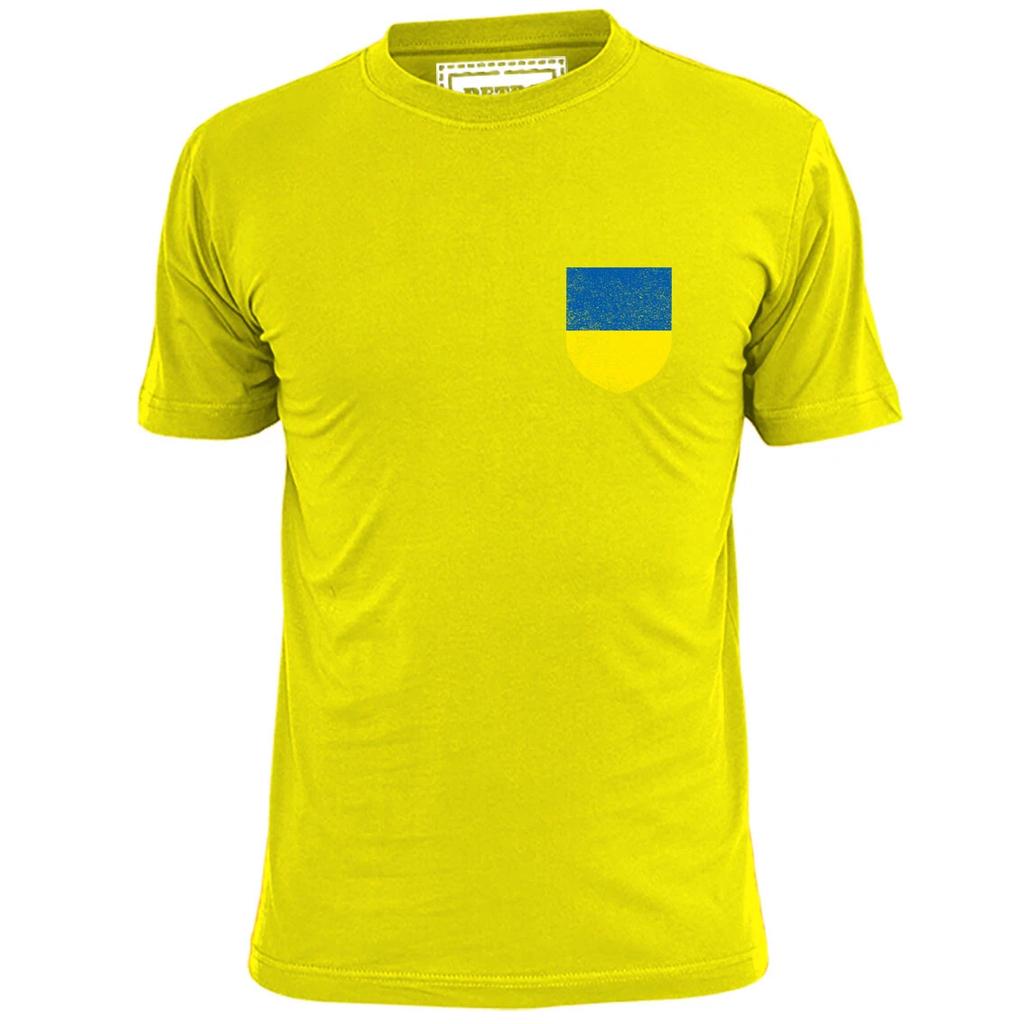 Mens Ukraine Pocket Shield Badge Football T shirt Soccer Footy