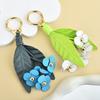 Bag Pendant Imitation Leather Flower Design Handbag Ornament with Metal Buckle Scratch-Resistant Floral Keychain Commuter Bag Accessory