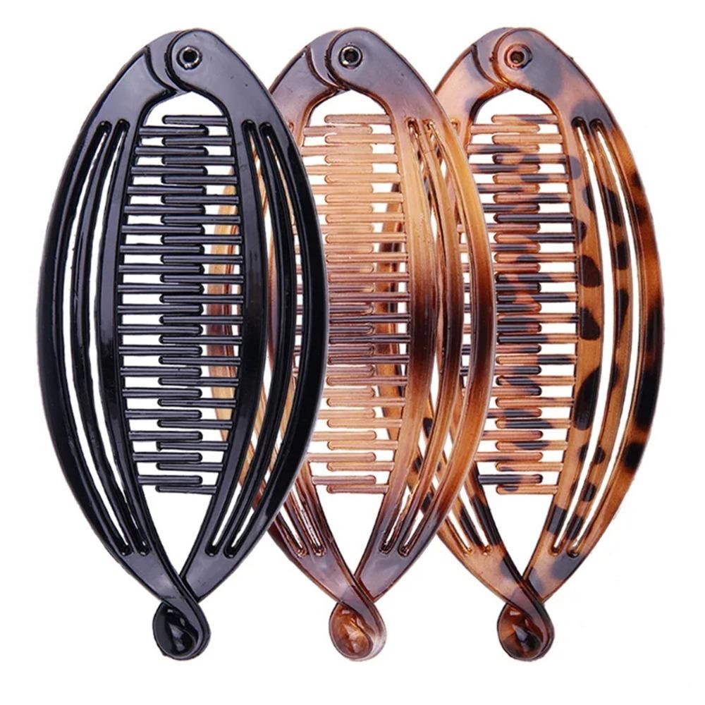 3Pcs Vintage Banana Hair Clips for Women Wave Combs Hairpin Hair Style Tools Solid Color Fashion Practical Hair Accessories