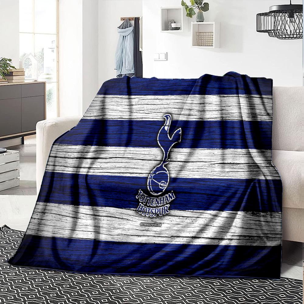 Tottenham Wappen Design Flanelldecke, Weiches Polyester, Modernes Design, Ganzjahres- für Camping, Reisen, Geschenke für Feiertage oder Geburtstage