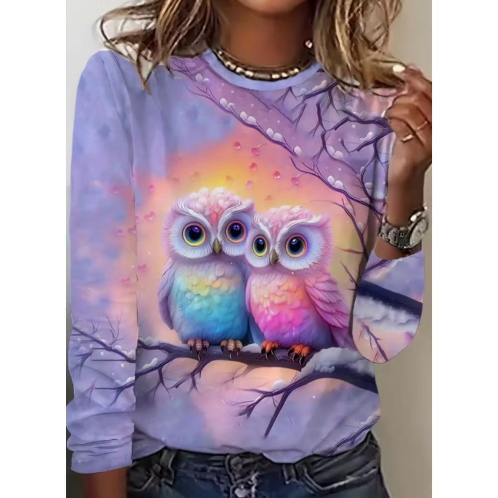 Women's Tunic Ombre Fashion Casual Long Sleeve Crew Neck Long Tops Daily Print Black Blue Dark Green Spring