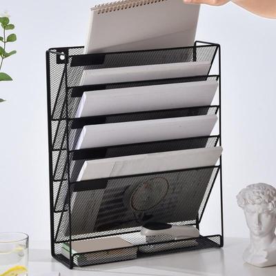 Nástěnný držák na spisy 4patrový stojan na ukládání spisů Úsporný organizér na poštu a papíry na dokumenty Multifunkční držák na složky